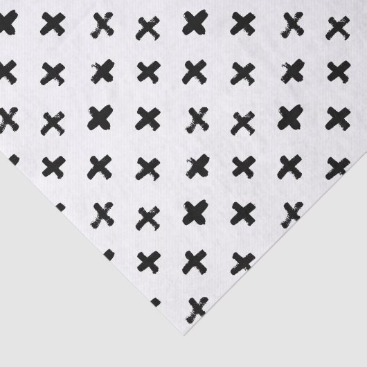 Black Ink Stoke Cross Pattern Tissuepapier (Detail)