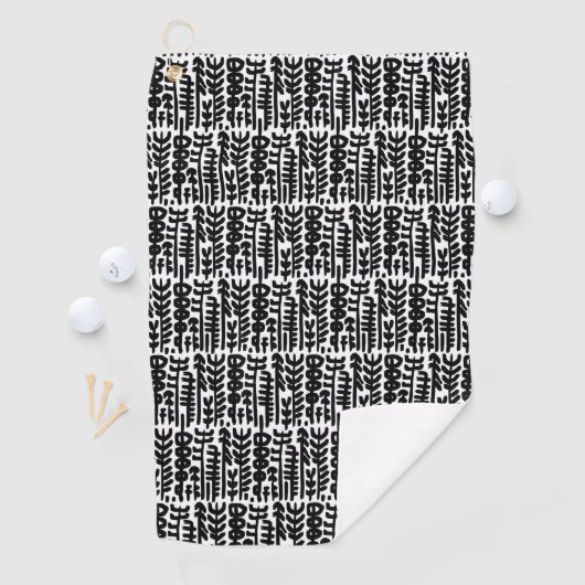 Black Ink Stroke Tree Patroon Golfhanddoek (Insitu)