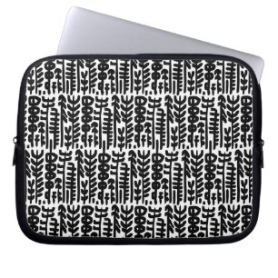 Black Ink Stroke Tree Patroon Laptop Sleeve