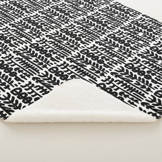 Black Ink Stroke Tree Patroon Sherpa Deken (3/4)