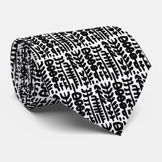 Black Ink Stroke Tree Patroon Stropdas (Opgerold)