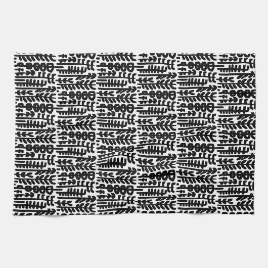 Black Ink Stroke Tree Patroon Theedoek (Horizontaal)