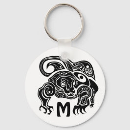 Black Ink Tribal Komo Dragon Silhouette Sleutelhanger