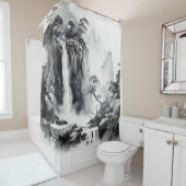 Black Ink Waterfall Douchegordijn (In situ)