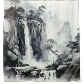 Black Ink Waterfall Douchegordijn (Voorkant)