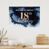 Black Ink Waterverf 18e verjaardag, welkomstbanner Poster (Keuken)