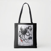 Black Inky Bones Press Octopus Tote Bag (Voorkant)