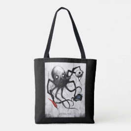 Black Inky Bones Press Octopus Tote Bag