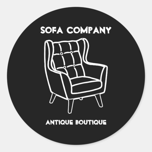 Black Interior Sofa Ronde Sticker (Voorkant)