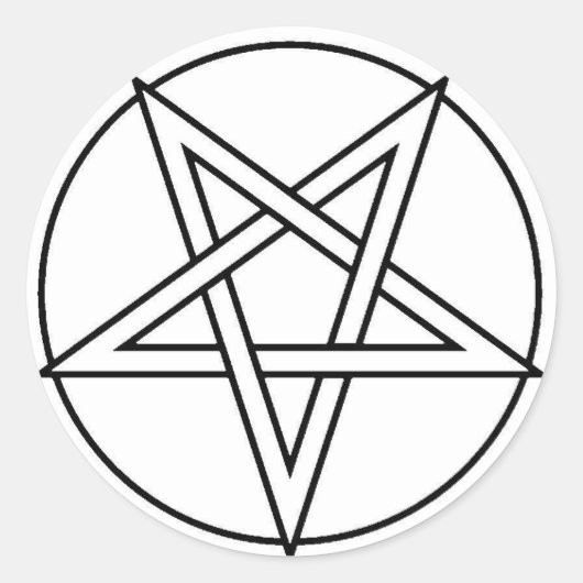 Black Inverted Pentacle Ronde Sticker (Voorkant)
