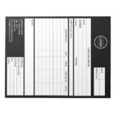 Black Invoice Business Sales Logo Formulier Ontvan Notitieblok (Voorkant)