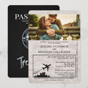 Black Ireland Passport Wedding Invitation Kaart