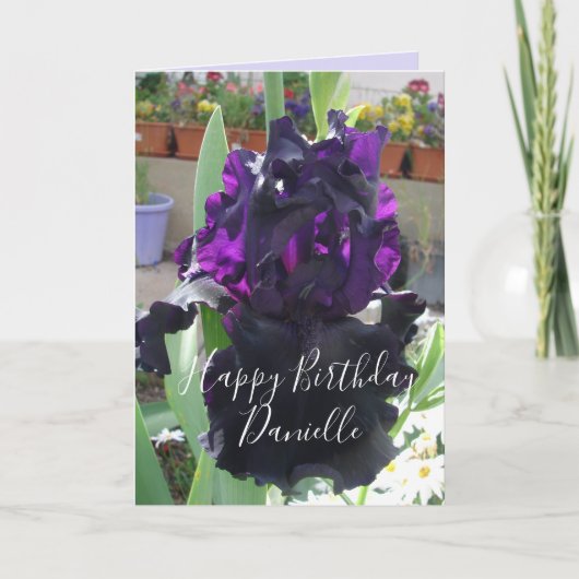 Black Iris Flower Floral Photo Love Birthday Card Kaart (Voorkant)