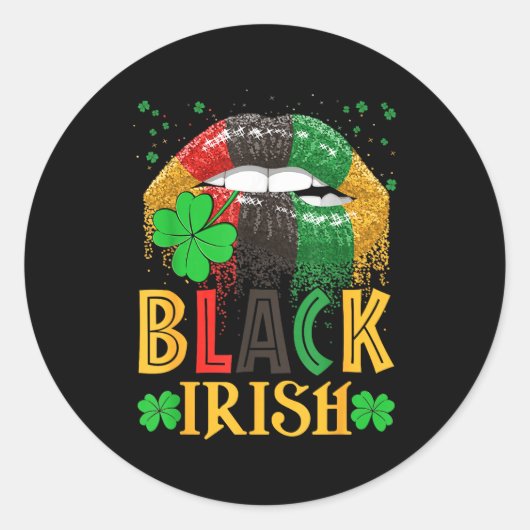 Black Irish Dripng Lips African American St Patric Ronde Sticker (Voorkant)
