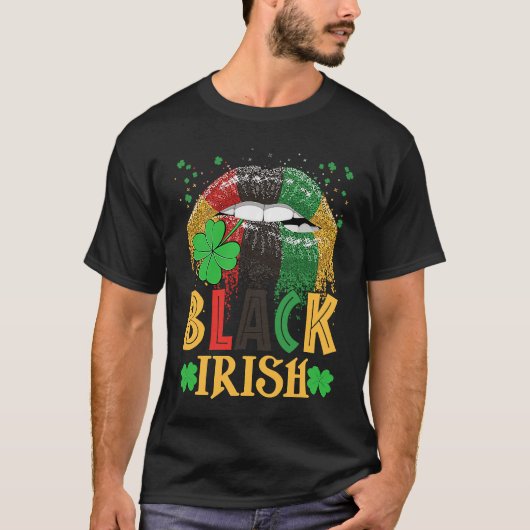 Black Irish Dripping Lips African American St Patr T-shirt (Voorkant)