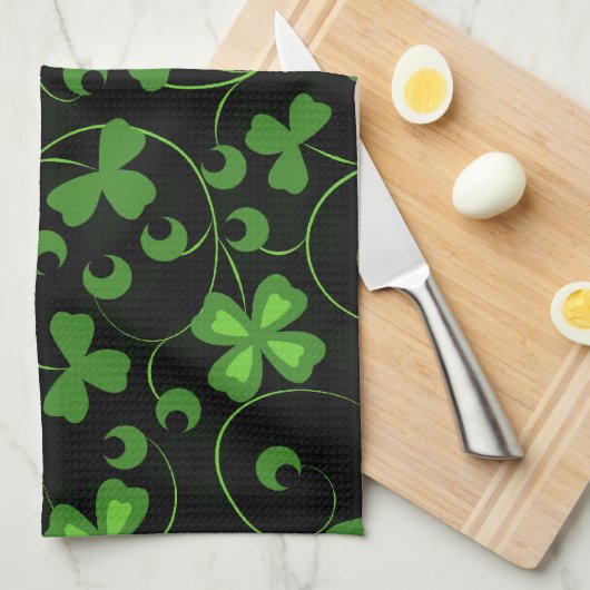 Black Irish Knotwork Theedoek (Quarter Fold)