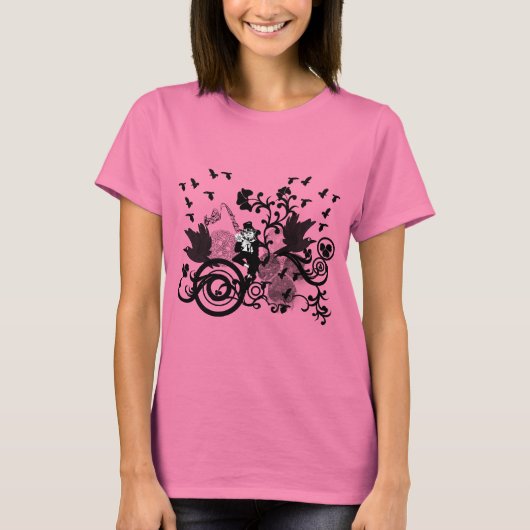 Black Irish Swirls and Leprechauns T-shirt (Voorkant)