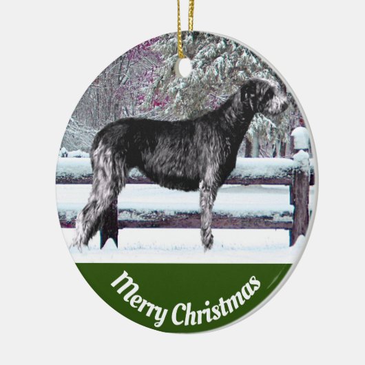 Black Irish Wolfhound First Snow Keramisch Ornament (Links)