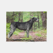 Black Irish Wolfhound Posing in de bossen Fleece Deken (Voorkant (Horizontaal))