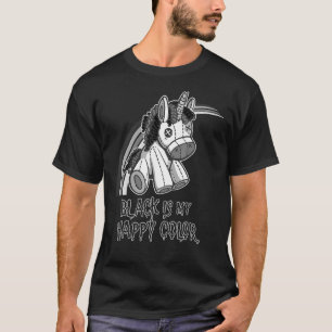 Black is mijn Happy Color Gothic Unicorn Gothic Gi T-shirt