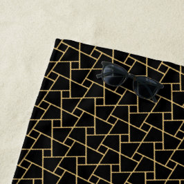 Black Islamic Mosaic Pattern Gold-effect overzicht Strandlaken