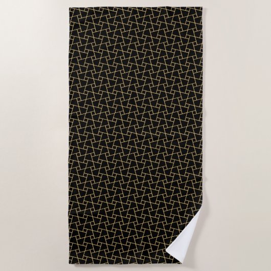 Black Islamic Mosaic Pattern Gold-effect overzicht Strandlaken (Voorkant)
