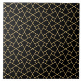 Black Islamic Mosaic Pattern Gold-effect overzicht Tegeltje (Voorkant)
