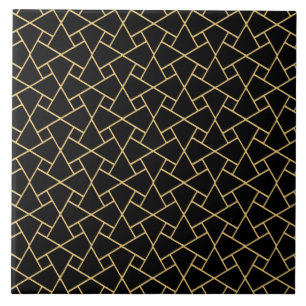 Black Islamic Mosaic Pattern Gold-effect overzicht Tegeltje