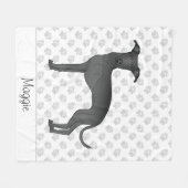 Black Italiaans Greyhound Cartoon Dog met naam Fleece Deken (Voorkant (Horizontaal))