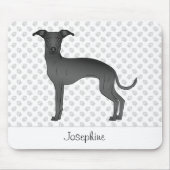 Black Italiaans Greyhound Cute Dog met aangepaste  Muismat (Voorkant)