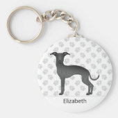 Black Italiaans Greyhound Cute Dog met aangepaste Sleutelhanger (Voorkant)