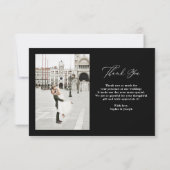 Black | Italiaanse elegantie Twee foto bruiloft Bedankkaart (Achterkant)