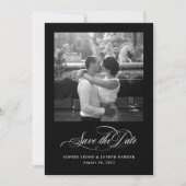 Black | Italiaanse elegantie twee foto QR-code Save The Date (Voorkant)