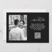 Black | Italiaanse elegantie twee foto QR-code Save The Date (Achterkant)