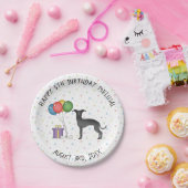 Black Italiaanse Greyhound Cute Cartoon Dog Birthd Papieren Bordje (Feest)