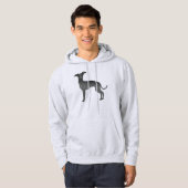 Black Italiaanse Greyhound Cute Cartoon Dog Hoodie (Voorkant volledig)