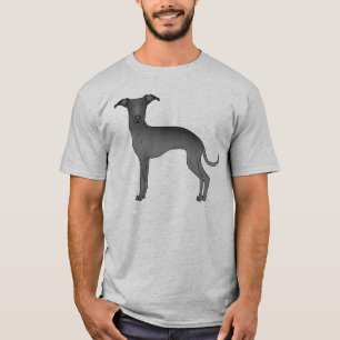 Black Italiaanse Greyhound Cute Cartoon Dog T-shirt