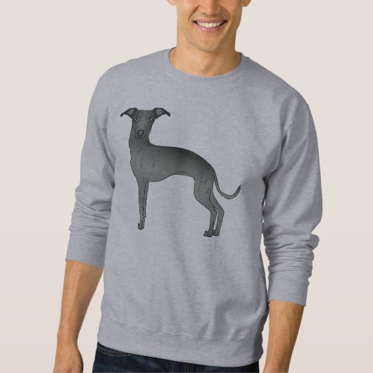 Black Italiaanse Greyhound Cute Cartoon Dog Trui (Voorkant)