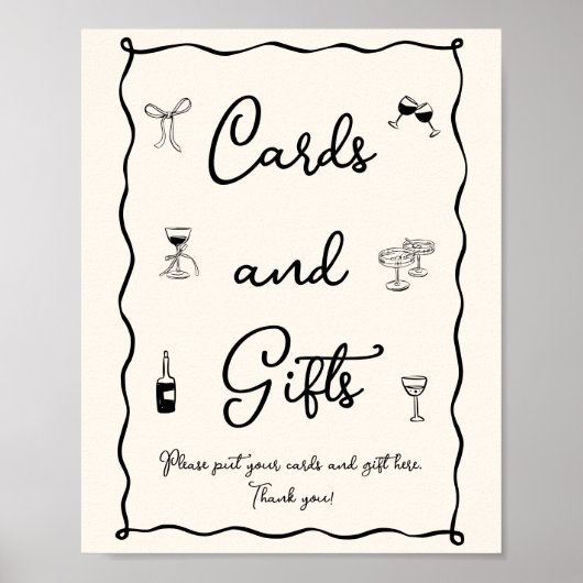 Black Italian Bridal Shower Card & Gifts Poster (Voorkant)