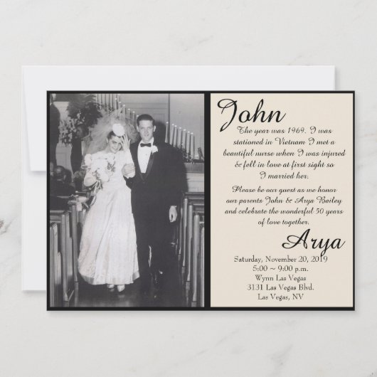 Black & Ivory 50 Jaar Jubileum Uitnodiging (Voorkant)