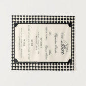 Black Ivory Checks Old Money Wedding Bar Menu Sign Wandkleed (Voorkant (horizontaal))