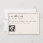 Black Ivory Classic Old Money QR Code Wedding RSVP Kaartje (Achterkant)