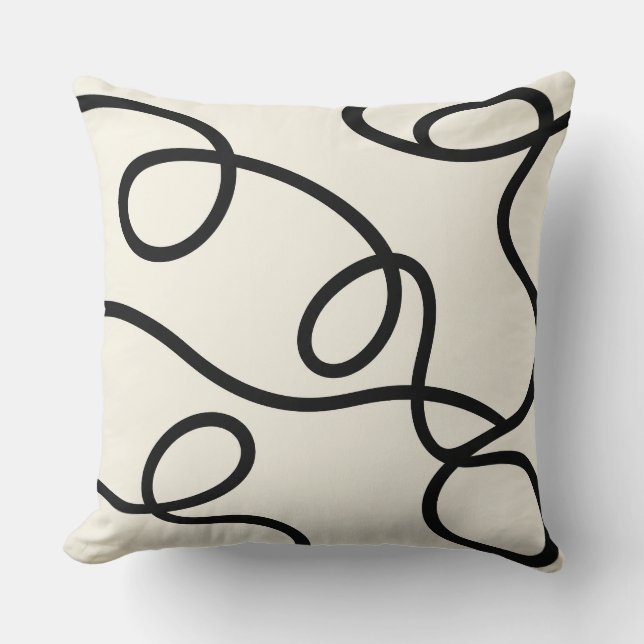 Black Ivory Loop Line Abstract Kussen (Voorkant)