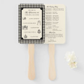 Black & Ivory Old Money Wedding Program Itinerary Handwaaier (Voorkant en achterkant)