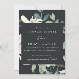 BLACK IVORY WHITE FLORA WATERVERF COUPLY SHOWER KAART
