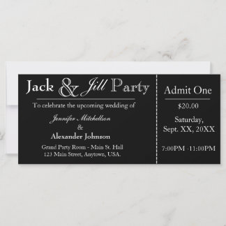 Black Jack en Jill Shower Ticket Invitation