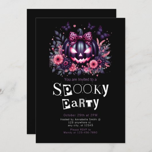 Black Jack-O' Lantern Moderne Minimalistische Hall Kaart (Voorkant / Achterkant)