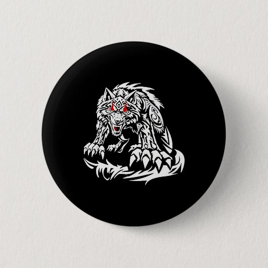Black Jacob Fatu Wolf Ronde Button 5,7 Cm (Voorkant)