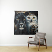 Black Jaguar and Snowy Owl Painting Wandkleed (In situ)