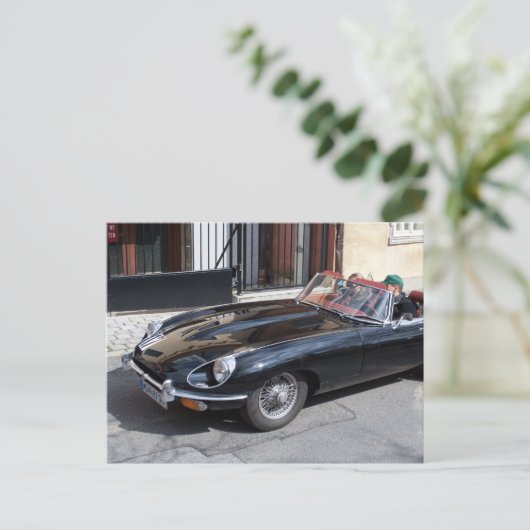 Black Jaguar E Type Briefkaart (Staand voorkant)